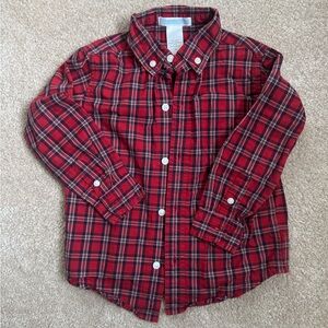 Janie and Jack Red Plaid Button Down Holiday Shirt
